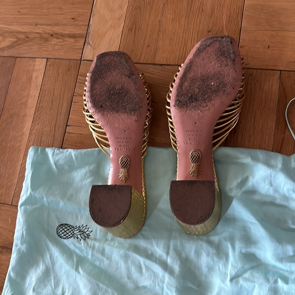 Aquazzurra gold block heels size 40 - Picture 2 of 5